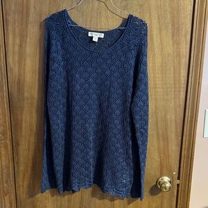 Vintage America Navy Blue Lace Blouse